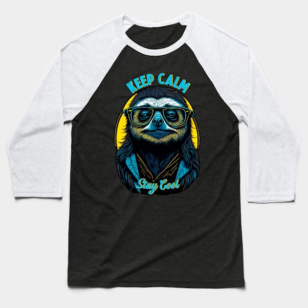 Keep calm stay cool sloth cute Baseball T-Shirt by NekerArt